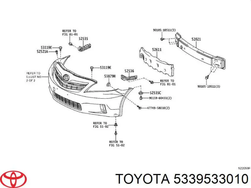 Ущільнювач капота Toyota Camry (V40) (Тойота Камрі)