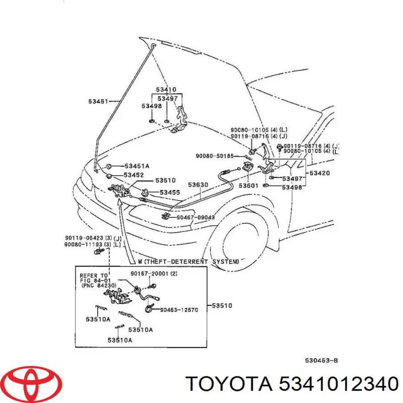 Купити 5341012340 Toyota Шарнір капота правий