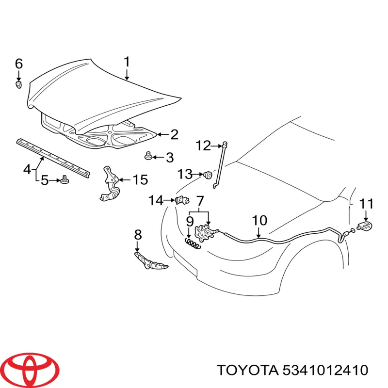 Завіса капота права Toyota 5341012410 ціна, від 429.30 UAH