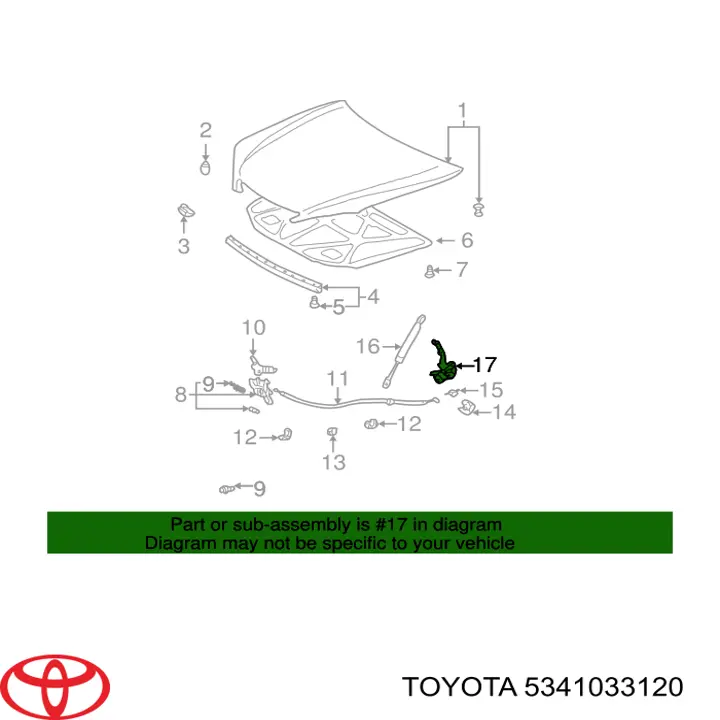 Купити 5341033120 Toyota Завіса капота права