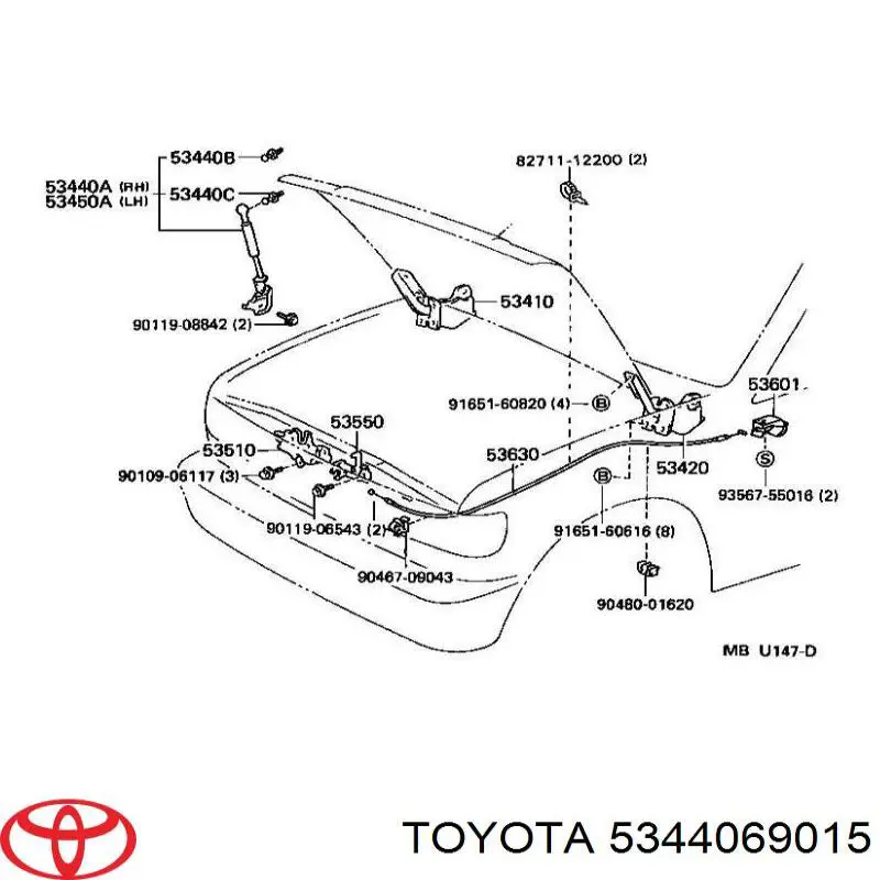 Опора капота права Japan Parts ZS20013 ціна, від 10.68 USD