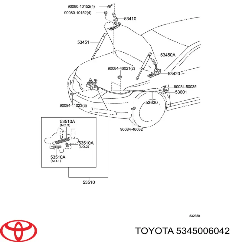 Амортизатор капота лівий 5345006070 Toyota