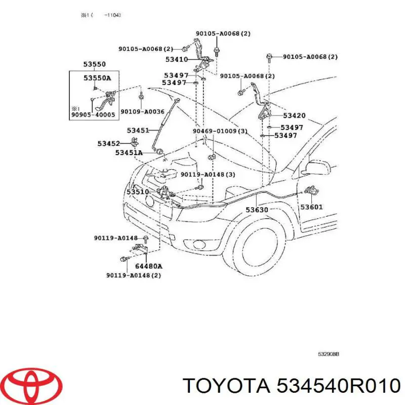  Фіксатор підпори капота Toyota RAV4 3