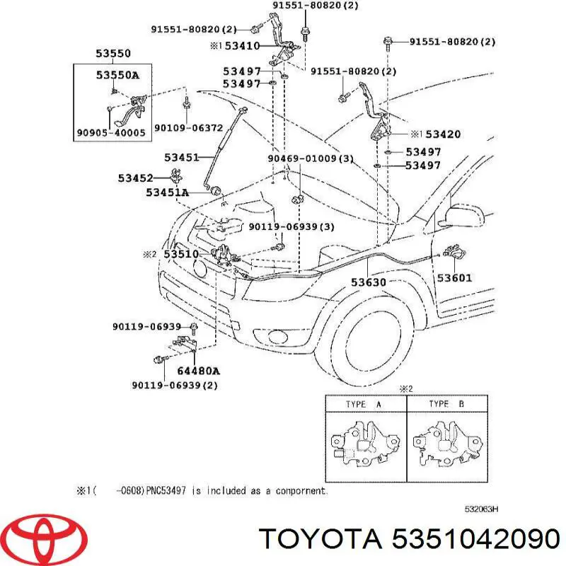 Замок капота Toyota RAV4 3 (A3) (Тойота Рав4)