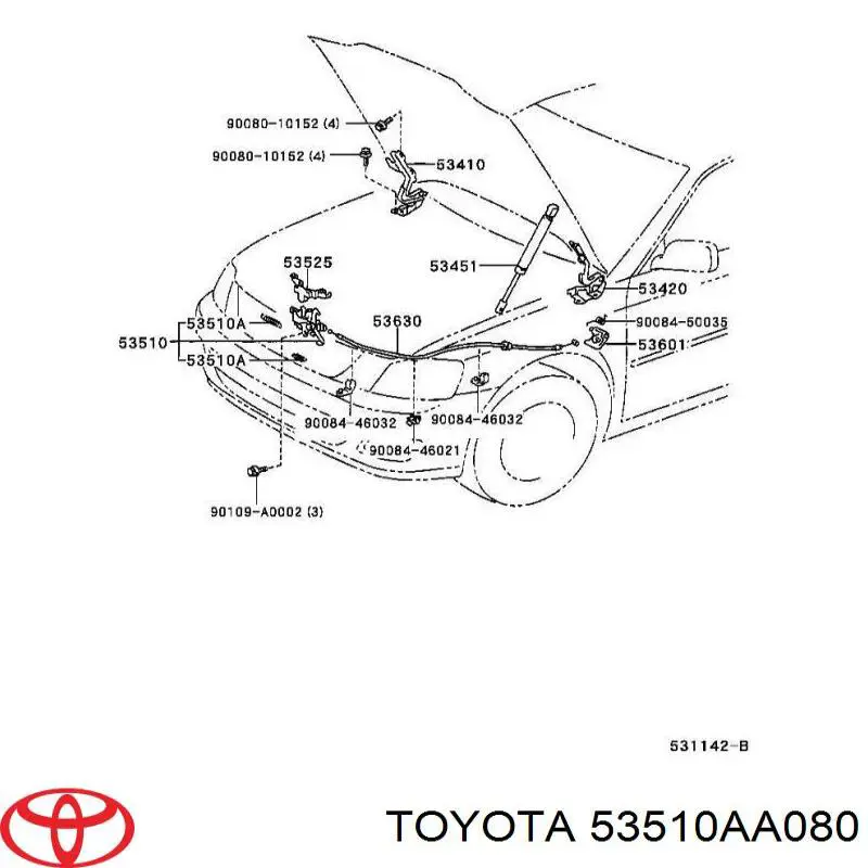 Замок капота Toyota 53510AA080 ціна, від 17.74 USD