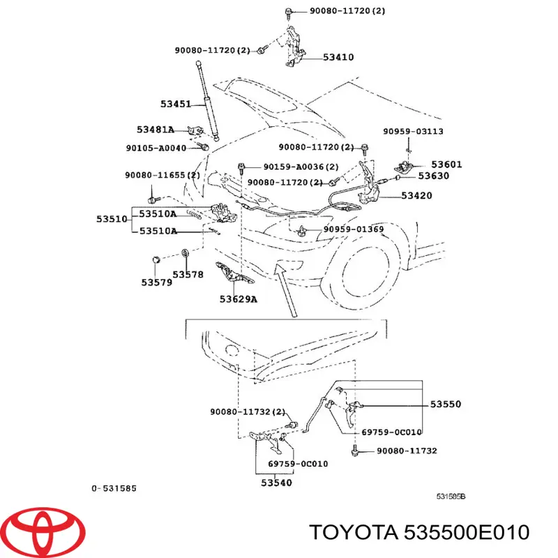  Toyota 535500E010 ціна, від 26.61 USD