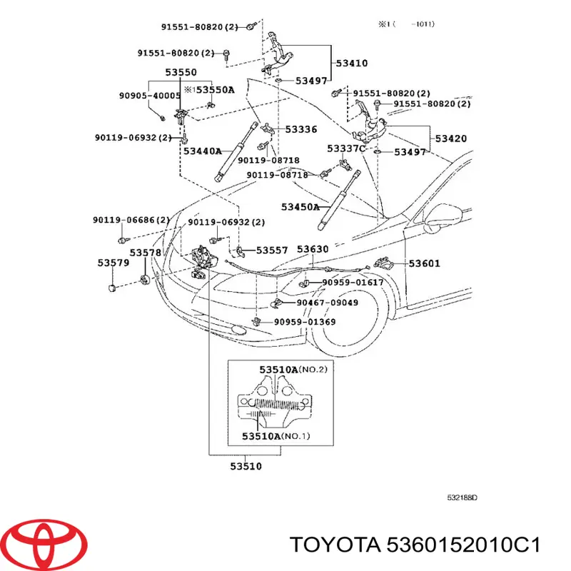 Ручка відкриття капота Toyota 5360152010C1 ціна, від 19.05 USD