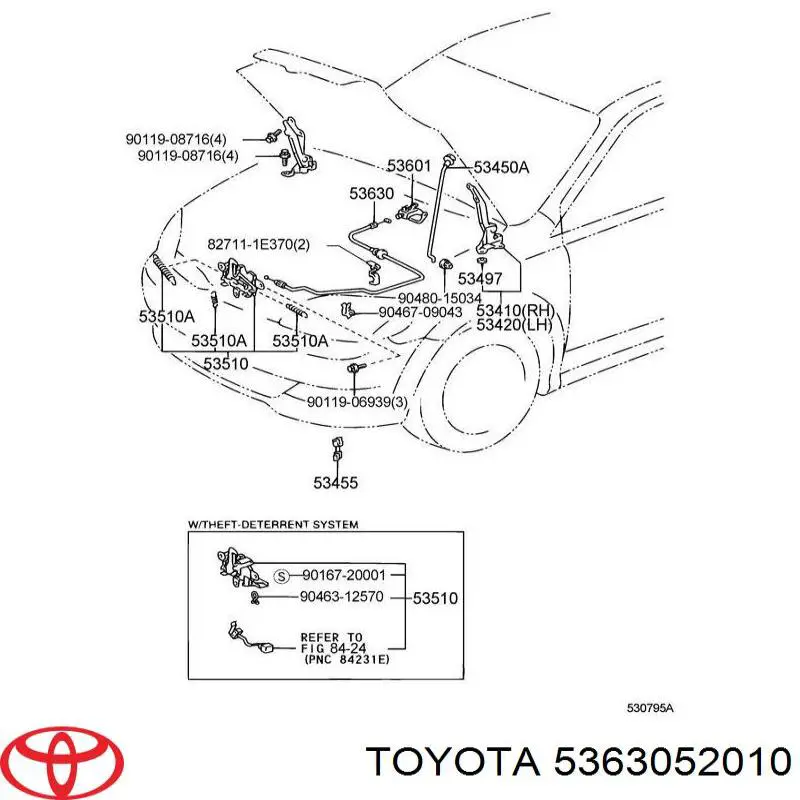 Трос відкриття капота Toyota Yaris VERSO (NCP2) (Тойота Яріс)