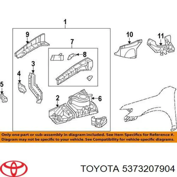  Лонжерон рами передній лівий Toyota Camry 