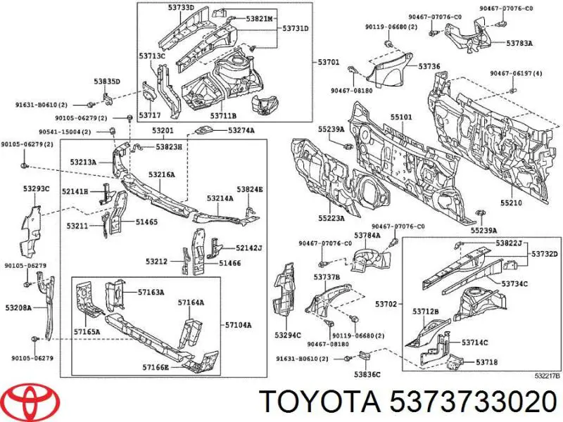 5373733020 Toyota Щиток брудозахисний передньої арки крила