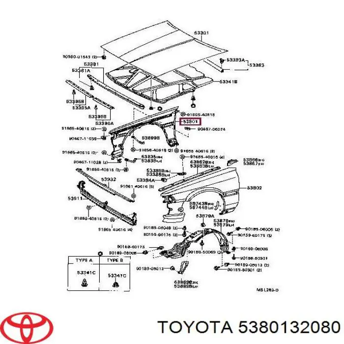 Крило переднє праве Toyota Camry II седан (V2) (1986 - 1991) ціна, від 460.92 USD
