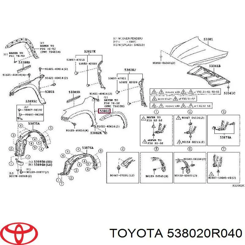 Купити 5380242190 Toyota Крило переднє ліве