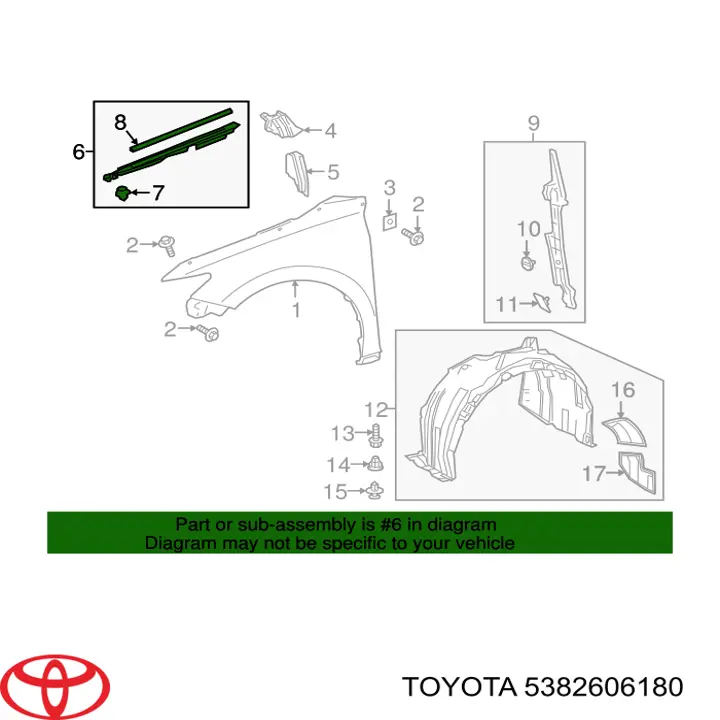 Накладка переднього лівого крила Toyota Camry (V70) (Тойота Камрі)