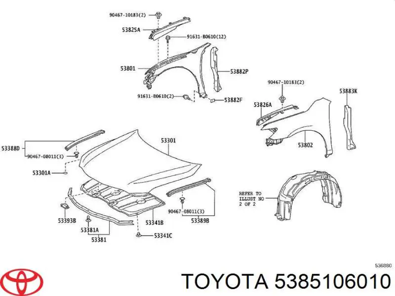  Toyota 5385106010 ціна, від 24.33 USD