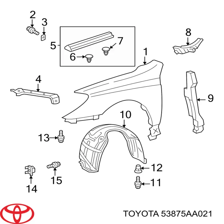  Підкрилок переднього крила, правий Toyota Solara 