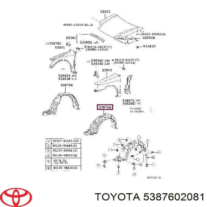 Купити 5387602081 Toyota Підкрилок передній лівий
