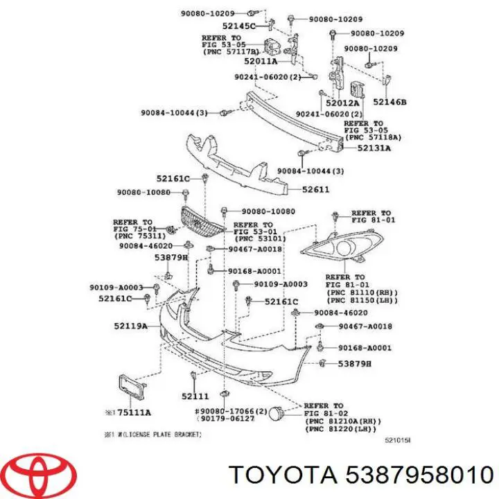 Кронштейн бампера переднього, зовнішній Toyota 5387958010 ціна, від 2.37 USD