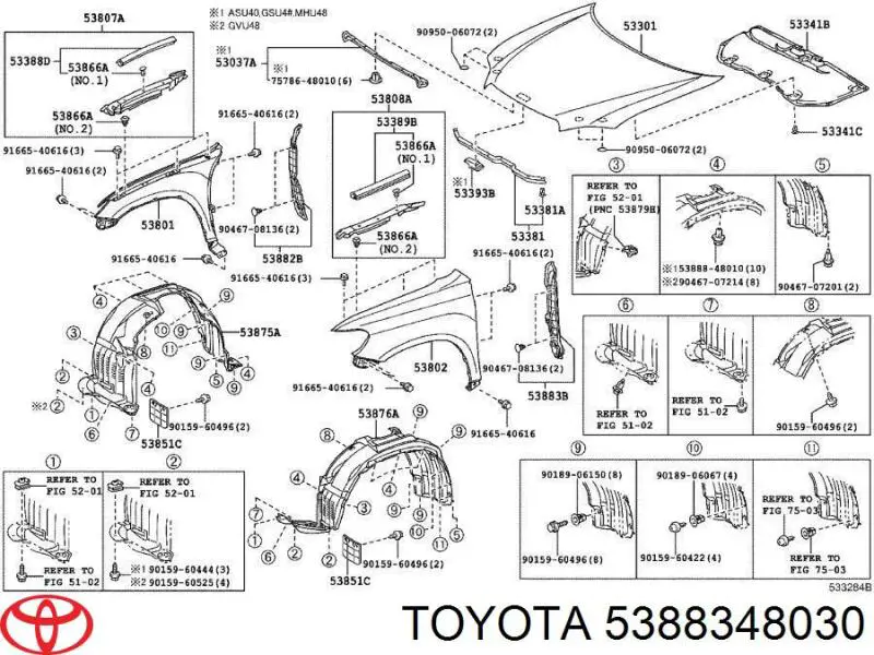  Toyota 5388348030 ціна, від 16.93 USD