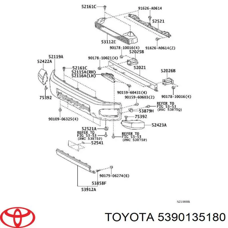Накладка бампера переднього Toyota 5390135180 ціна, від 177.79 USD