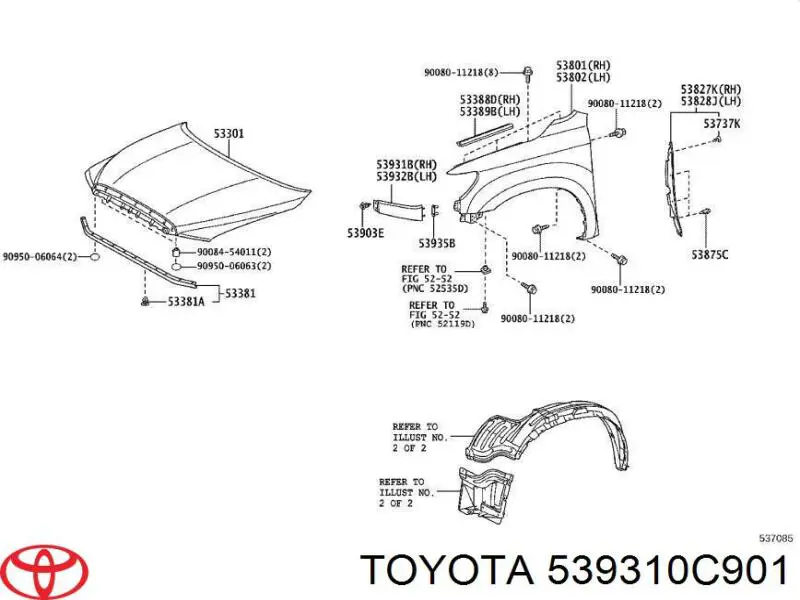 539310C901 Toyota Накладка фар, нижня