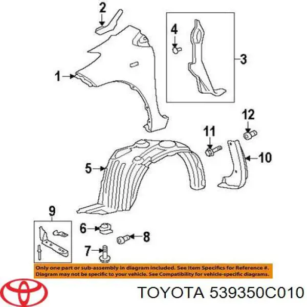 Купити 539350C010 Toyota Пістон (кліп) кріплення накладок порогів