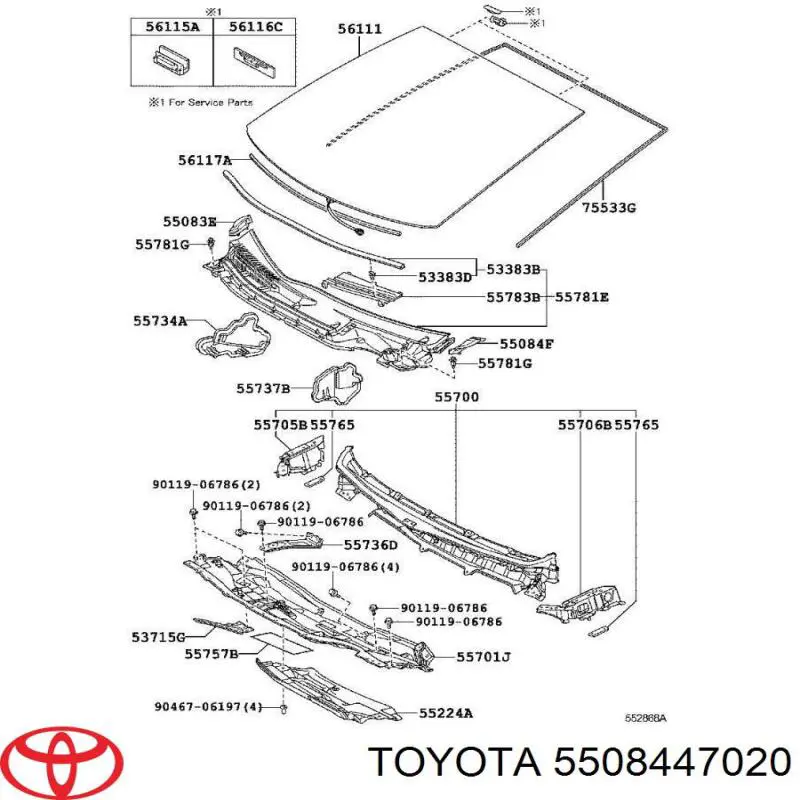 5508447020 Toyota Заглушка жабо збоку