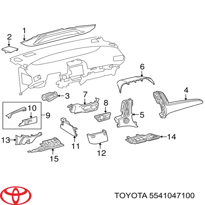 5541047100 Toyota Облицювання щитка приладів "торпедо"