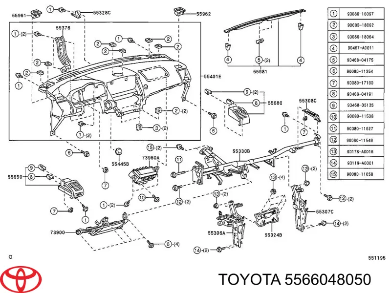  Toyota 5566048050 ціна, від 13.94 USD