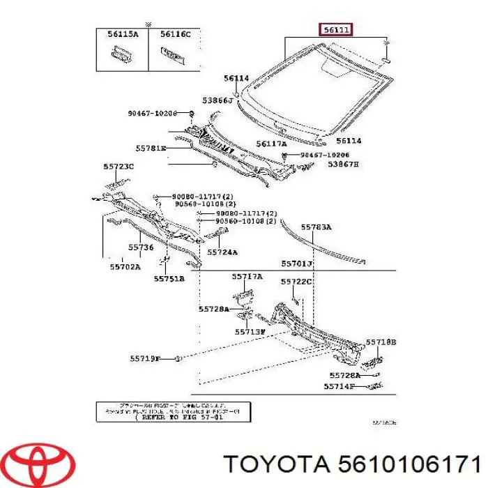 Лобове скло на Toyota Camry V40