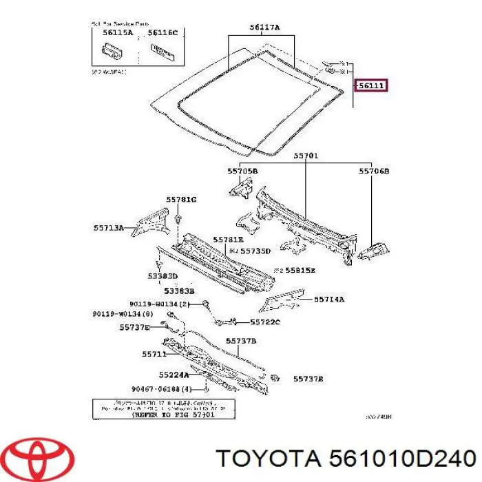 561010D240 Toyota Автомобільне скло