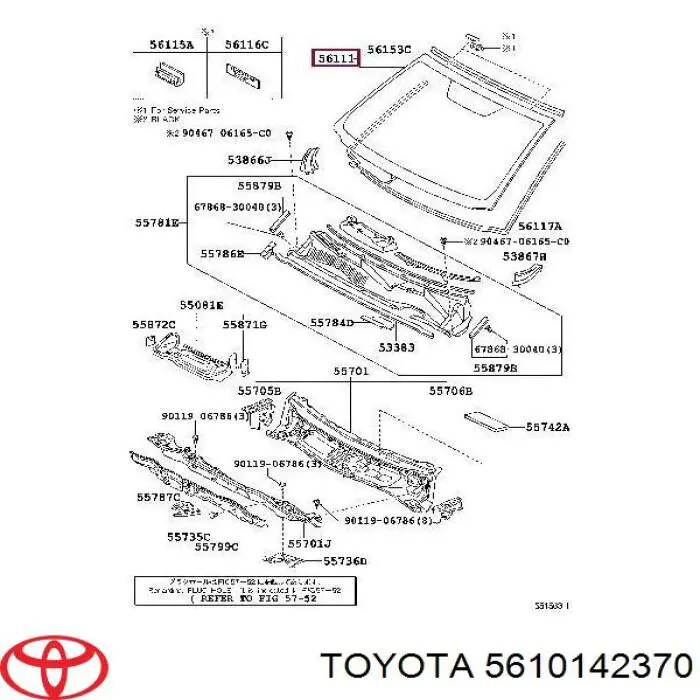 5610142370 Toyota скло лобове