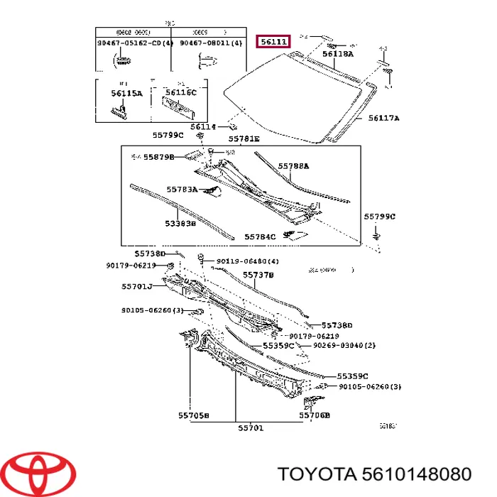 5610148080 Toyota Автомобільне скло