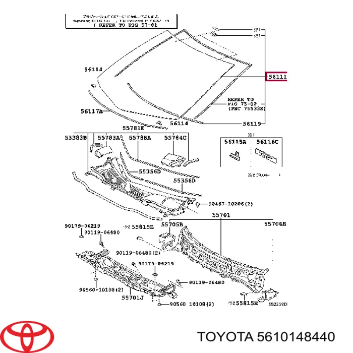 5610148440 Toyota скло лобове