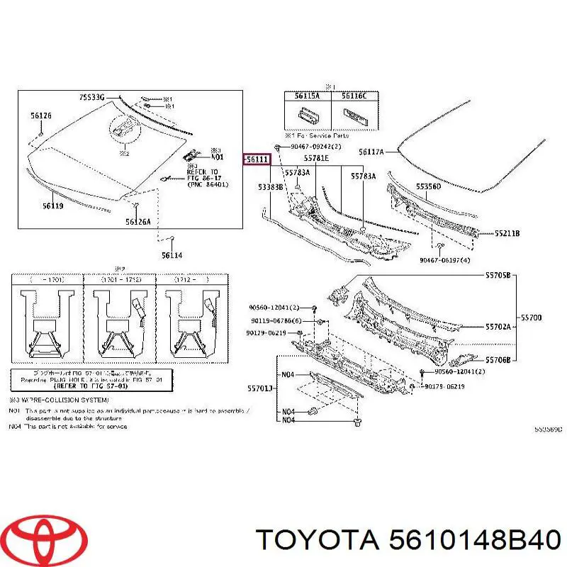 5610148B40 Toyota скло лобове