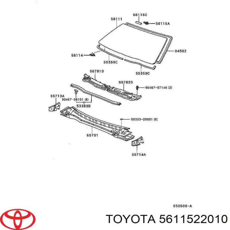 Пістон (кліп) кріплення молдинга лобового скла Toyota Corolla VERSO (R10) (Тойота Королла)