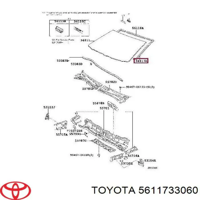 5611733060 Toyota ущільнювач лобового скла