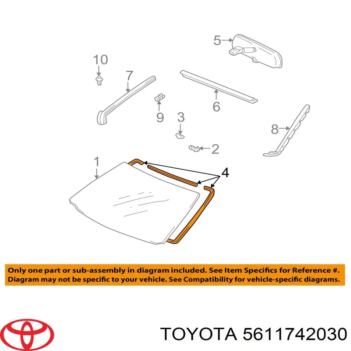 Купити 5611742030 Toyota Ущільнювач лобового скла