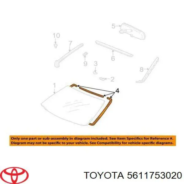 Ущільнювач лобового скла Toyota 5611753020 ціна, від 15.25 USD