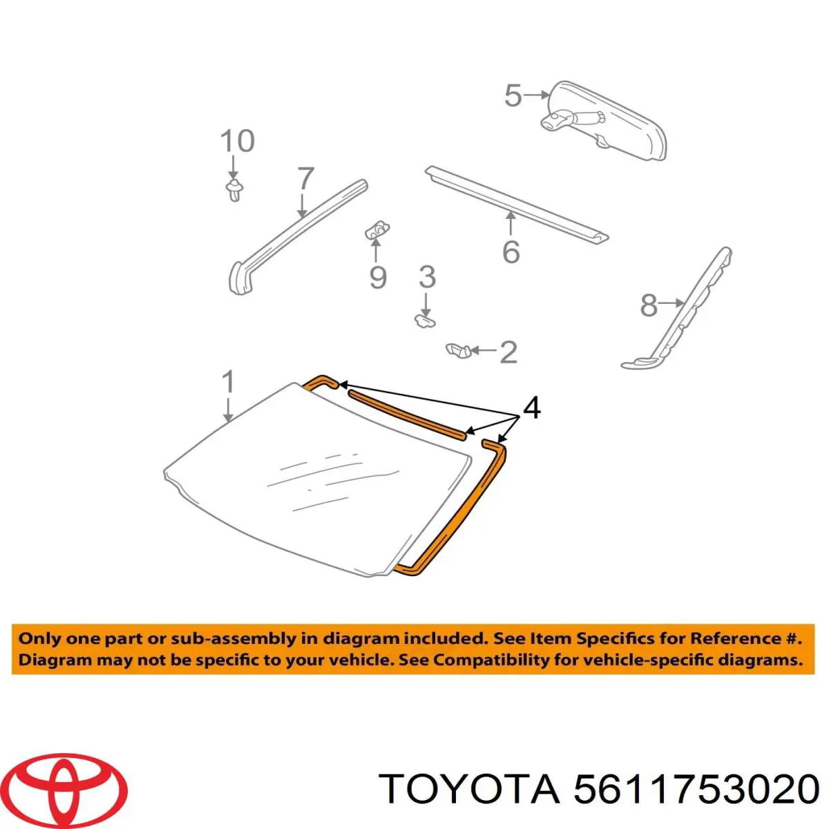 5611753020 Toyota Прокладка лобового скла