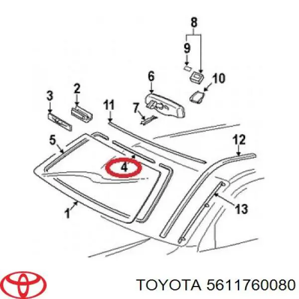 5611760080 Toyota ущільнювач лобового скла