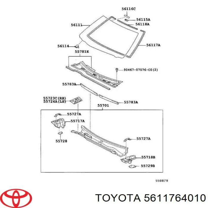 Ущільнювач лобового скла, лівий/правий Toyota 5611764010 ціна, від 19.62 USD