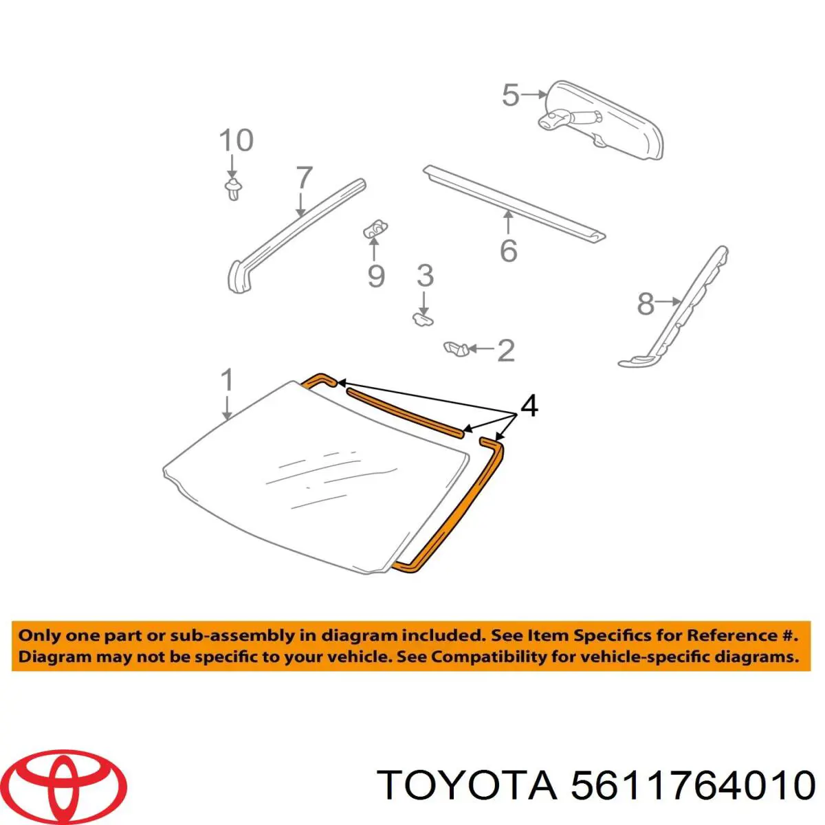 Купити 5611764010 Toyota Ущільнювач лобового скла, лівий/правий