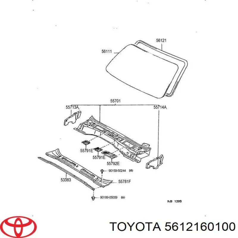 Ущільнювач лобового скла Toyota 5612160100 ціна, від 67.77 USD