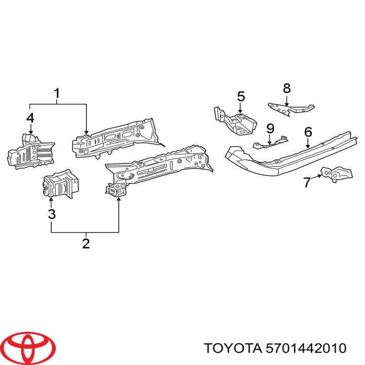 5701442010 Toyota Кронштейн підсилювача переднього бампера