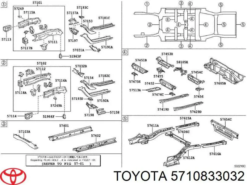 5710833032 Toyota Кронштейн підсилювача переднього бампера