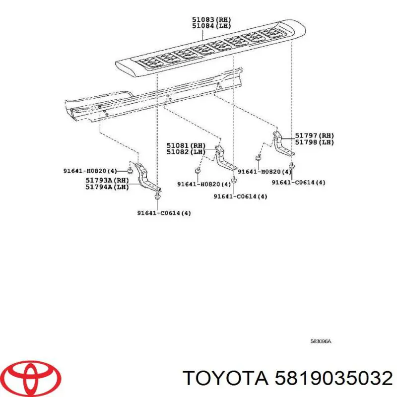 5819035032 Toyota упор для ніг, передній