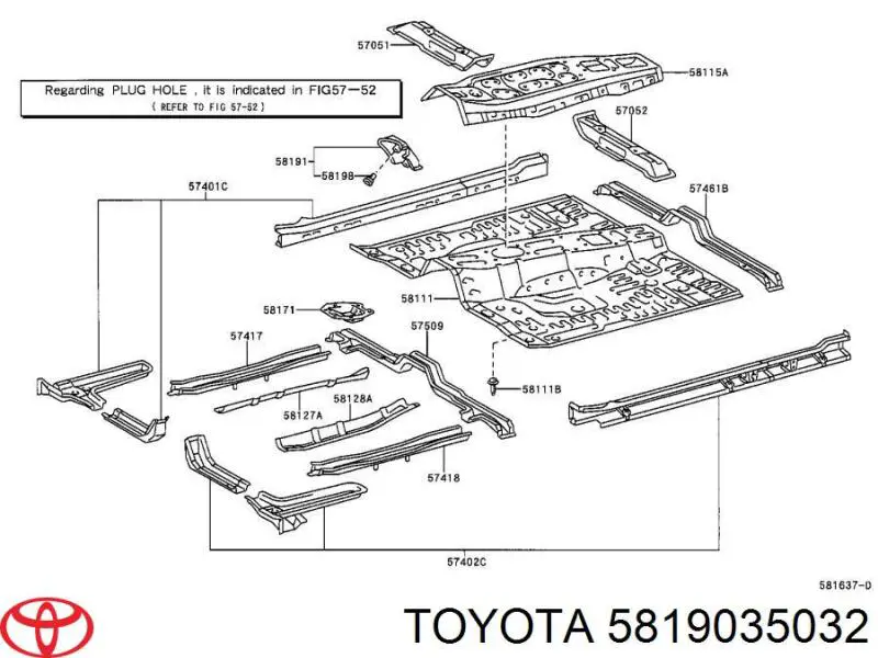 Купити 5819035031 Toyota Упор для ніг, передній