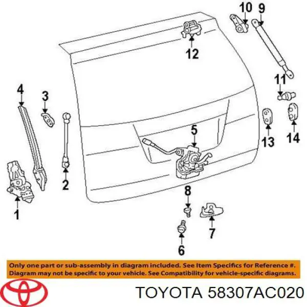 Панель задня, багажного відсіку Toyota 58307AC020 ціна, від 337.46 USD