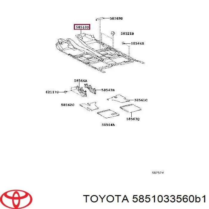 Купити 5851033560B1 Toyota Покриття підлогове салону, переднє
