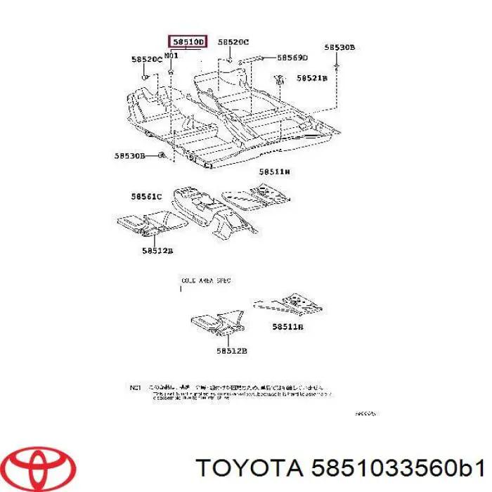 5851033560B1 Toyota Покриття підлогове салону, переднє
